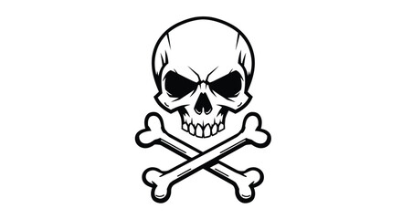Sharp-Edged Skull and Crossbones &ndash; Modern Flat Vector Icon
