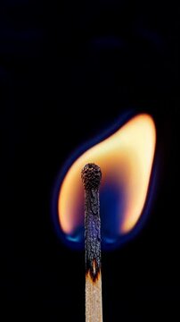 Captivating Loop of Burning Matchstick Flame