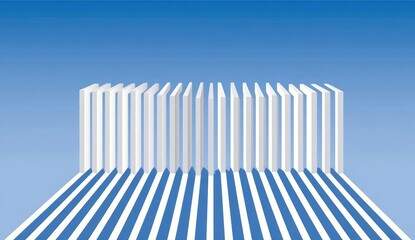 Obraz premium Abstract design with white rectangular shapes and blue stripes.