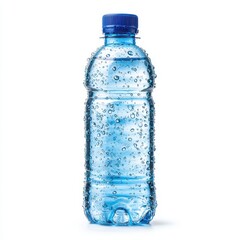 A water bottle with water droplets on it