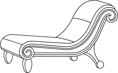 Elegant chaise lounge drawing perfect for sophisticated decor projects and detailed interior illustrations