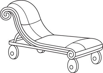 Vintage chaise lounge outline perfect for cozy coloring pages and classic room interior decor ideas
