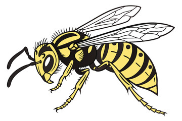 Striking Yellowjacket Wasp Illustration with Black Stripes and Detailed Wings a Classic Insect Design