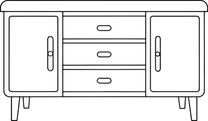 Modern credenza with drawers and doors perfect for clean home storage and stylish project illustrations