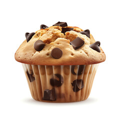 Delicious Chocolate Chip Muffin with Golden Crust