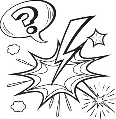 Black and White Comic Style Exclamation Marks Illustration – Hand Drawn Pop Art Symbols for Design, Manga, or Sticker Use