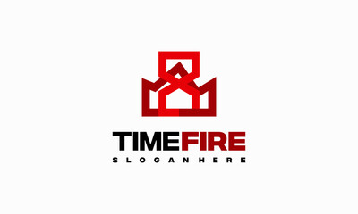 Fire Watch Logo designs concept vector, Stopwatch with fire symbol logo icon