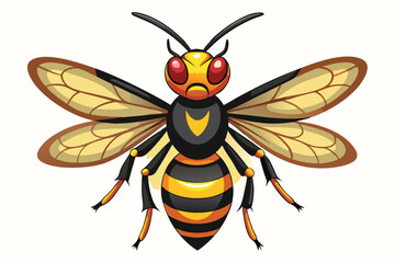 A Striking Cartoon Wasp with Detailed Wings and Bold Black and Yellow Stripes