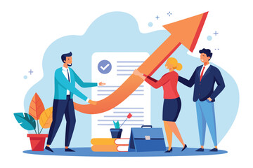 Growth agreement template showcasing business people collaborating for mutual success and thriving partnerships in a professional setting