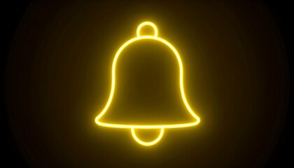 Neon yellow bell icon on black background