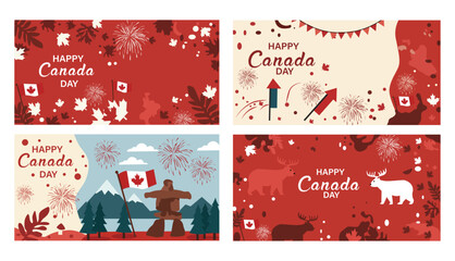 Happy Canada Day Illustration Set