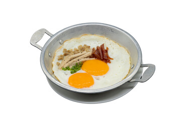 Sunny Side Up Delight: A culinary masterpiece with golden yolks and perfectly cooked whites. Served in a rustic pan, showcasing the simplicity and joy of a hearty breakfast.