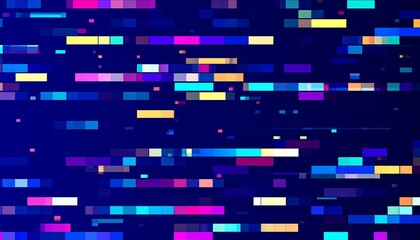 Abstract digital glitch art with vibrant, pixelated rectangles