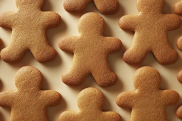 Gingerbread figures marching on a festive table, embodying Yuletide warmth, Solstice celebrations, and spicy nostalgia