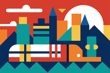 Obraz premium vector illustration of a city