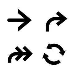 Set of four different black arrow icons on a white background
