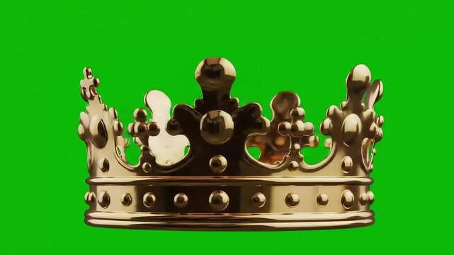 Gold crown, green screen background, royalty, power