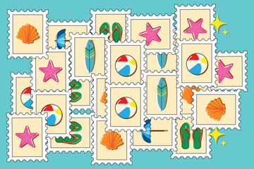Summer Stamp pattern illustration design, with minimalist style