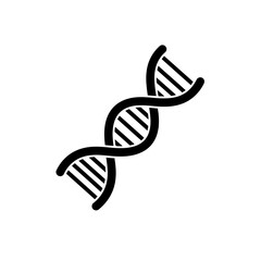 Black and white DNA strand icon for science and medical applications