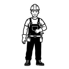 Illustration of a construction worker wearing a hard hat and overalls