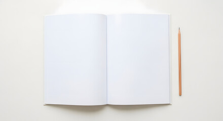 Open blank notebook with pencil ready for creative ideas and writing notes