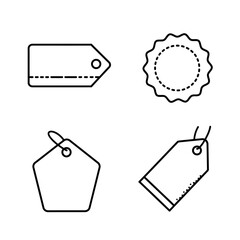 Set of Four Simple Line Art Price Tags and Labels