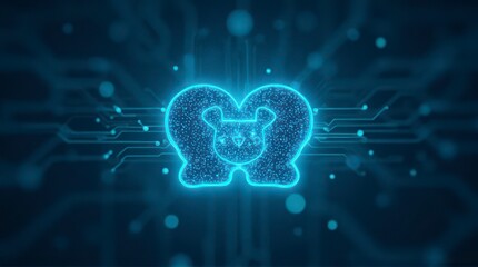 Obraz premium Glowing Bear Head Icon on Circuit Board Background