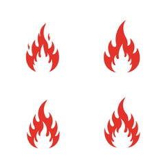 Four Red Flame Icons Set Graphic Design