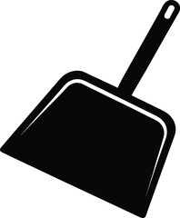 Black silhouette of a dustpan on a transparent background