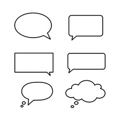 Collection of Simple Outline Speech Bubbles and Thought Bubbles