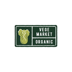 Organic Market logo. Simple Organic Market logo for vegetable farm, healthy food product label or eco branding. Vector illustration.