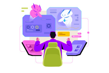 Virtual Dashboard with AI Bots and Operator Vector