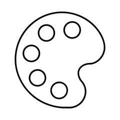 An art palette with five circular wells