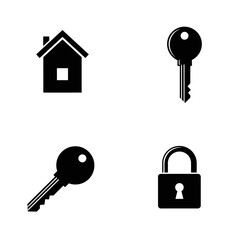 House Keys and Padlock Icons Representing Security and Home Ownership