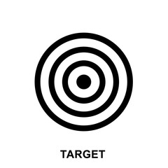 Black and White Target Icon with Concentric Circles for Business Goals
