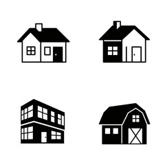 Fototapeta premium Set of House and Building Icons in Black and White Style