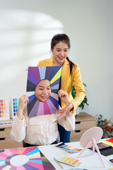 Face frame seasonal color palette kit. Beauty advisor perform professional level color analysis to...