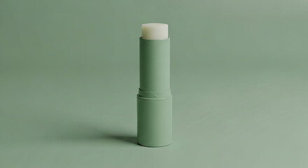 Hygienic moisturizing lip balm stick in a sage green tube for skincare.
