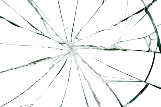 Shattered glass abstract pattern isolated on a transparent background broken glass