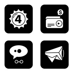 Black and White Icon Set for Business Marketing and Communication