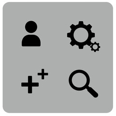 User Interface Icons on Gray Background Profile Settings Add and Search