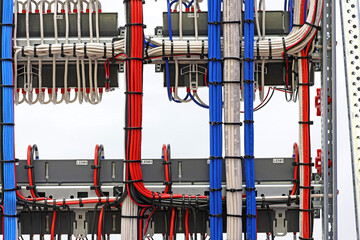 View from the back of the electrical panel. Connection of electronic modules using copper...