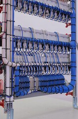 View from the back of the electrical panel. Connection of electronic modules using copper...