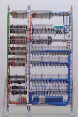 View from the back of the electrical panel. Connection of electronic modules using copper...