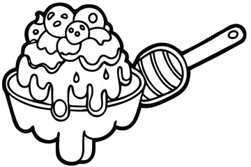 Three dimensional bubblegum ice cream with gummy bear topping