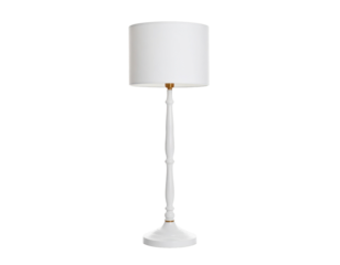 A tall, sleek floor lamp, providing ambient light, isolated on a clean white background.