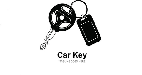 This black and white icon is an ideal logo template for car dealerships, rental services, locksmiths, driving schools, or any automotive-related business.