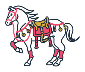 2026　午年　年賀状素材 - 装束をつけて着飾った馬