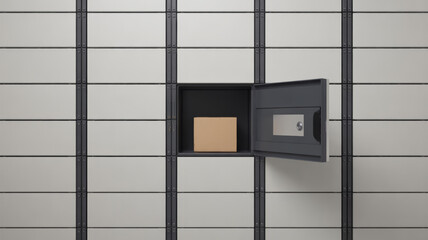 Delivery courier logistics ecommerce shipping. Parcel locker delivery shipping storage secure box metal open modern safe logistics package