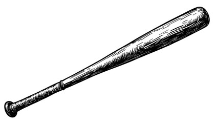 Black and white sketch of a baseball bat  